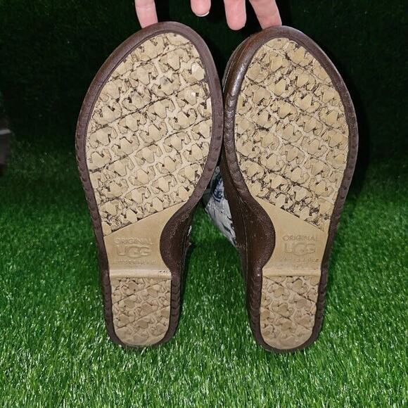 Uggs Boots Men 10 brown Patchwork DIY Upcycle police numbers blue white - Picture 7 of 8